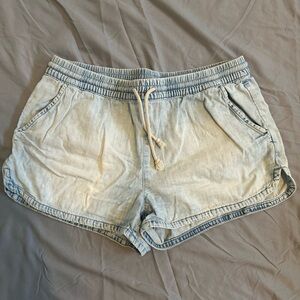 Aerie Blue Jean Shorts with Elastic Waistband